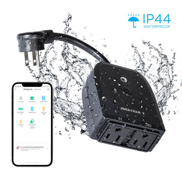 Outdoor Smart Dual Plug - WiFi Remote App Control for Outdoor Lights & Holiday Decor; Compatible with Alexa and Google Home Assistant - JONATHAN Y